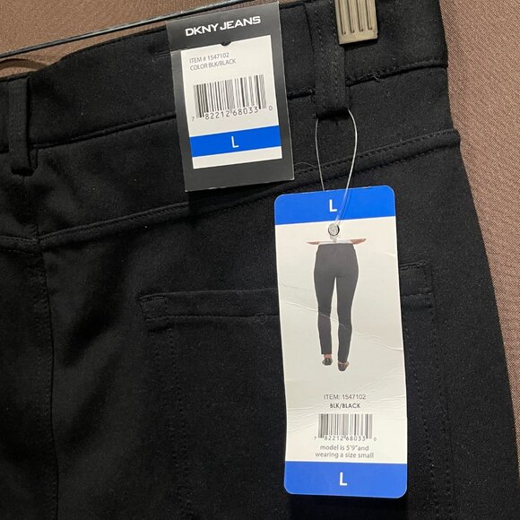 NWT Women's Lg DKNY Jeans Black Midweight Straight Leg Ponte Comfy Stretch Pants - Picture 10 of 15